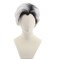 SpeedBeauty Mans Short Curly Silver Grey Boot Black Cosplay Wig Halloween Costume Wig