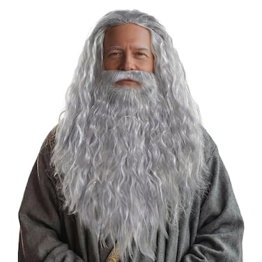 HOMELEX Grey Wizard Beard And Wig Halloween Funny Father Time Costume Accessory for Adults