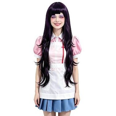 Cfalaicos Dark Purple Cosplay Wig Costume Wigs with Bangs for Adults Free Wig Cap