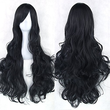 Prettybuy 32 80cm Long Hair Spiral Curly Cosplay Costume Wig black
