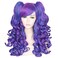 ColorGround Long Curly Cosplay Wig with 2 PonytailsDark BlueDark Purple
