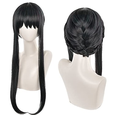 maysuwell Anime Cosplay Wig Braid Elite Intelligence Black Long Cosplay Holloween Wigs for adults Wig Cap