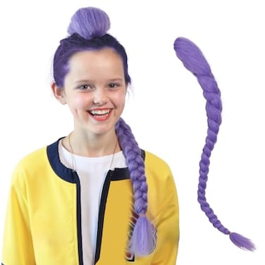 FantaLook Long Purple Braided Cosplay Wig Dress up Accessories with Clips for HalloweenOnly Braid
