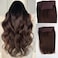 SUNFA Invisible Halos Hair Extensions with Transparent Wire Adjustable Size 4 Secure Clips 16Inch 80g Dark Brown Clip in Natural Straight Real Human Fish Line