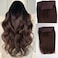 SUNFA Invisible Halos Hair Extensions with Transparent Wire Adjustable Size 4 Secure Clips 16Inch 80g Dark Brown Clip in Natural Straight Real Human Fish Line