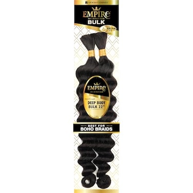 Sensationnel Empire Bulk Braiding Deep Body Human Hair Braids for Knotless Boho Box or Curly Loosewave Styles 1 pack 22 inch 1B OFFBLACK