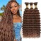 Highlight Human Braiding Hair for Boho Braids 150g 18 Inch Auburn Brown Curly Boho Hair for Braiding Knotless 12A Deep Wave Bulk Bohemian 3 BundlesPack Color 30
