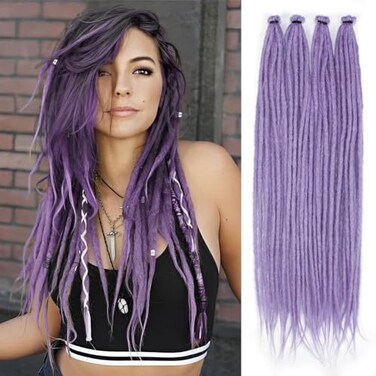 Kraler Lavender Purple Dreadlock Extensions 22 Synthetic Crochet Dreads Extensions 100 Handmade Single Ended Dreads Thin 06cm Width Reggae Style Dreadlock for Girls10 Strands