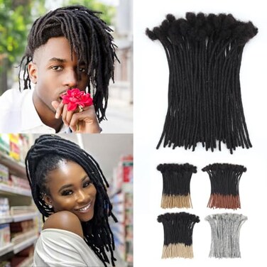 Vecago 10 inch 50 Strands Loc Extensions Human Hair 04cm Width 100 Human Hair Dreadlock Extensions for MenWomen Can be Dyed Soft Dreads Extensions1b