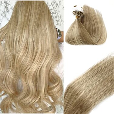 Smavida Real Human Hair Extensions Ash Blonde Micro Loop Hair Extensions24Inch Long Hair Highlight Dark Ash Blonde withe Light Blonde Micro Hair Extensions 100 Real Human Hair 50g50s