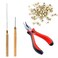 Orgrimmar Hair Extension Tool Kit Remove Pliers Pulling Hook 500 PCS Micro Silicone Rings Bead Device Tool Kits for Professional Hair Styling Tools Accessory Beige