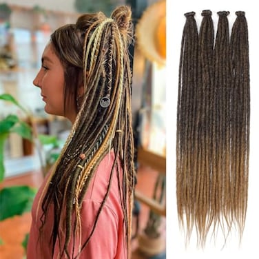 Kraler 22 Inch 40 Strands Dreadlock Extensions Thin 06cm Width Ombre Brown Synthetic Crochet Dreads Extensions 100 Handmade Single Ended Dreads Reggae Style Dreadlock for Worman