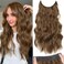 KooKaStyle Invisible Wire Hair Extensions with Transparent Wire Headband Adjustable Size 4 Secure Clips Long Wavy Hairpiece 20 Inch COCOA for Women