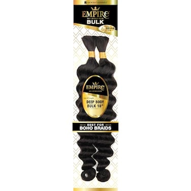 Sensationnel Empire Bulk Braiding Deep Body Human Hair Braids for Knotless Boho Box or Curly Loosewave Styles 1 pack 18 inch 1B OFFBLACK
