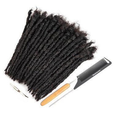 originea DAIXI Handmade Interlocking Locs Real Human Hair Permanent Loc Extensions Textured Natural Looking Soft Dreadlocks Can Be Bleached and Dyed 1B 08cm 6 Inch 30 Strands