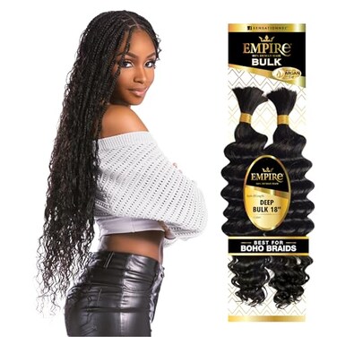 Sensationnel Empire Bulk Braiding Deep Human Hair Braids for Knotless Boho Box or Curly Loose Wave Styles 1 pack 18 inch 350 COPPERRED