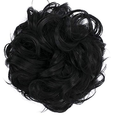 CAISHA Messy Scrunchie Bun Voluminous Wavy Hairpiece Heatresistant Synthetic Fibres Black G1A