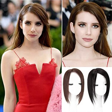 LesafeV Straight Silk Base Human Hair Topper One Piece Side Part Forehead Closure With Clips 30cmLeft Part Dark Brown