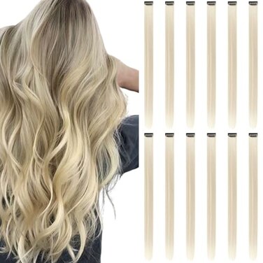 REDMENCO Colored Hair Extensions Clip In 12 Pieces Blonde