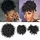 UAmy hair Afro Puff Drawstring Ponytail with Bangs for Black Women Afro High Puff Bun with Replaceable Spring Curl Bangs and Afro Puff Bangs Protective Styles for Natural Hair Synthetic Hair Extension
