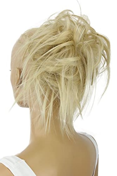 CAISHA XXL Hairpiece Scrunchie Updo Voluminous Slightly Wavy Messy Bun Light Blonde Mix G22F