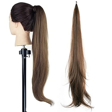 IMISSU Hair Extension Pony Tail Flexible Hair Ponytails Hairpieces Solid Brown