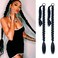 LyoRuSi 2 Pack Long DIY Braided Ponytail Extension with Hair Tie Straight Wrap Around Hair Extensions Ponytail1B