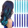 REDMENCO Colored Hair Extensions Clip In 12 Pieces 6 Blue 6 Teal Blue