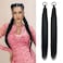 LyoRuSi Black Ponytail Extension 2 Pack Braid Ponytail Extension with Elastic Tie Straight Sleek Wrap Around Braid Hair Extensions Ponytail 26 Inch Black