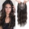 PANEWAY Wavy Curly Hair Topper 20inch Long Natural Brown With Highlights Clip In Synthetic Wiglets
