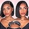 AISI Bob Wigs Human Hair Straight Bob Lace Front Wigs Black 8inch