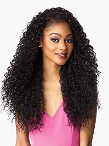 Sensationnel Instant Weave Half Wig 5 Synthetic Blendwig Adjustable Drawstring for Seamless Hair Blending 1 JETBLACK