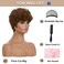 MOONSHOW Short Pixie Wigs for Black Women Auburn Brown Pixie Cut Wig with Bangs Auburn Short Curly Wigs for Black Women Natural Short Wigs
