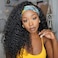 Unvizossa Headband Wig Human Hair Deep Wave None Lace Front Wigs Human Hair Curly Headband Wigs for Black Women 150 Density Natural Color 14 Inch