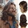 Baruisi Long Brown Wigs for Men Synthetic Layered Wavy Cosplay Party Wig