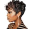 DOcute Pixie Cut Wigs Black And Brown Ombre Wig Linen Short Curly Wigs With Bangs Short Brown Wig Ombre Pixie Cut Wigs For Black Women