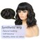 Veally Short Wavy Bob Wigs with Bangs for Women Black Mixed Brown Short Wavy Bob Curly Wig Synthetic Heat Resistant Bob Wig