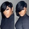 PurpleSexy 10A Side Part Pixie Cut Wigs for Black Women Natural 1B Color Short Layered Pixie Cut Human Hair Wig With Bangs Glueless Chic Elegent Thick and Full Wear and Go Wig
