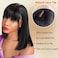 Lativ Bob Wig with Bangs Human Hair 4x2 Lace Bob Wig Human Hair with Bangs 150 Density Middle Part Natural Black16 InchBob With Bangs