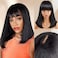 Lativ Bob Wig with Bangs Human Hair 4x2 Lace Bob Wig Human Hair with Bangs 150 Density Middle Part Natural Black16 InchBob With Bangs