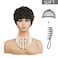 MOONSHOW Short Pixie Cut Wigs for Black Women Dark Brown Short Curly Pixie Wigs Brown Curly Wigs for Black Women Synthetic Pixie Haitcut Wig