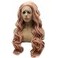 iwonawig Long Wavy Peach Pink Half Hand Tied Synthetic Lace Front Wig Heat Friendly Fiber