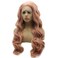 iwonawig Long Wavy Peach Pink Half Hand Tied Synthetic Lace Front Wig Heat Friendly Fiber