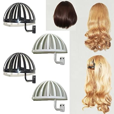 AUXPhome Plastic Wig Head Holders Hangers Wall Mounted Wig Stand 2 Black 2 White for Styling Drying Display