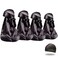 ForceWave 4PCS Silky Durags for Men Women 360 Waves with 1 Wave Cap Silky Satin Durag Extra Long Tails Black Black Black Black