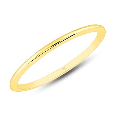 MAXSTONE MAX STONE Solid 14K Gold Wedding Bands for Women Men in Yellow Gold 1mm Thin Stackable Rings For Women Yellow Gold Wedding Band Stacking Solid Gold Ring in Size 10