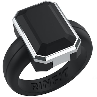 Rinfit Womens Silicone Rings Anniversary Ring or Promise Ring for Her Emerald Rubber Wedding Bands BlackMetal Silver Size 7
