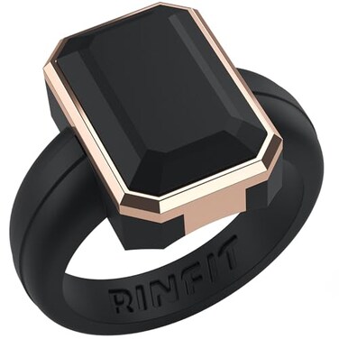 Rinfit Womens Silicone Rings Anniversary Ring or Promise Ring for Her Emerald Rubber Wedding Bands BlackMetal Rose Gold Size 9