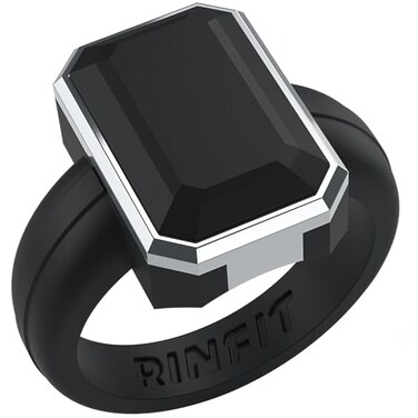 Rinfit Womens Silicone Rings Anniversary Ring or Promise Ring for Her Emerald Rubber Wedding Bands BlackMetal Silver Size 6