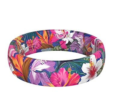 ThunderFit Silicone Wedding Bands for Women Breathable Printed Design Rubber Engagement Rings 55mm Wide 18mm Thick 1 Pack